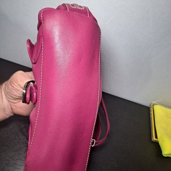 Cole Haan pink magenta leather hobo bag with a front buckle pocket - Picture 12 of 16